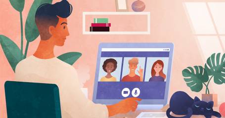 Schets van man die videobelt