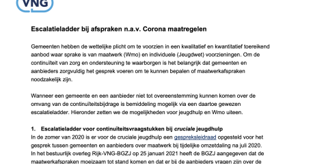 cover Escalatieladder bij afspraken n.a.v. Coronamaatregelen
