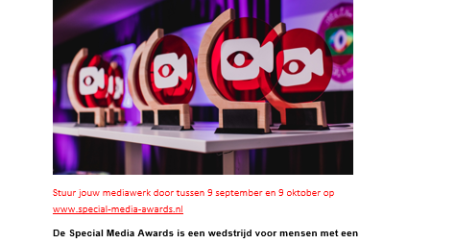 Oproep inzendingen special media awards