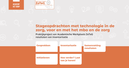 Stageopdrachten met technologie in de zorg, voor en met het mbo en de zorg