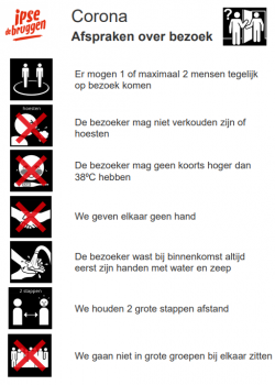 Bezoekersprotocol coronavirus Ipse de Bruggen