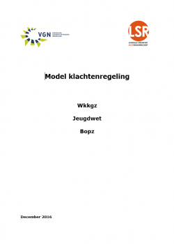 Voorblad Model klachtenregeling Wkkgz, Jeugdwet en wet Bopz