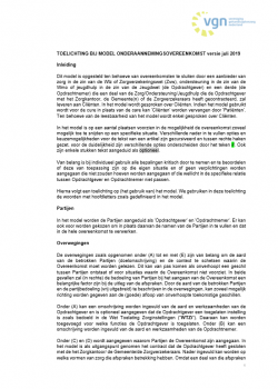 Voorblad Toelichting modelovereenkomst onderaanneming Wlz Wmo 2015 Jeugdwet en Zvw