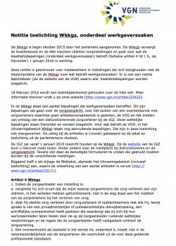 Notitie toelichting Wkkgz onderdeel werkgeverszaken