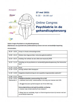 Programma online congres Psychiatrie in de gehandicaptenzorg