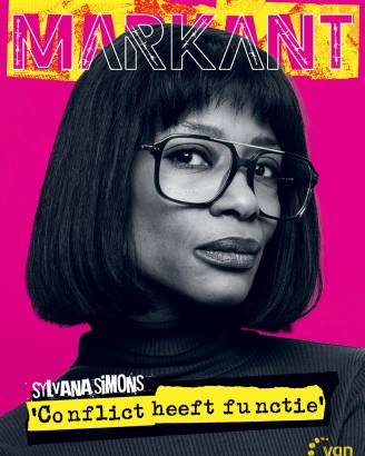 Cover Markant foto sylvana simons en tekst 'conflict heeft functie'