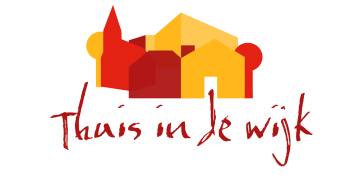 geel rode huisjes en tekst thuis in de wijk