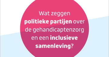 Cirkel met tekst Wat zeggen politieke partijen over de gehandicaptenzorg en een inclusieve samenleving?