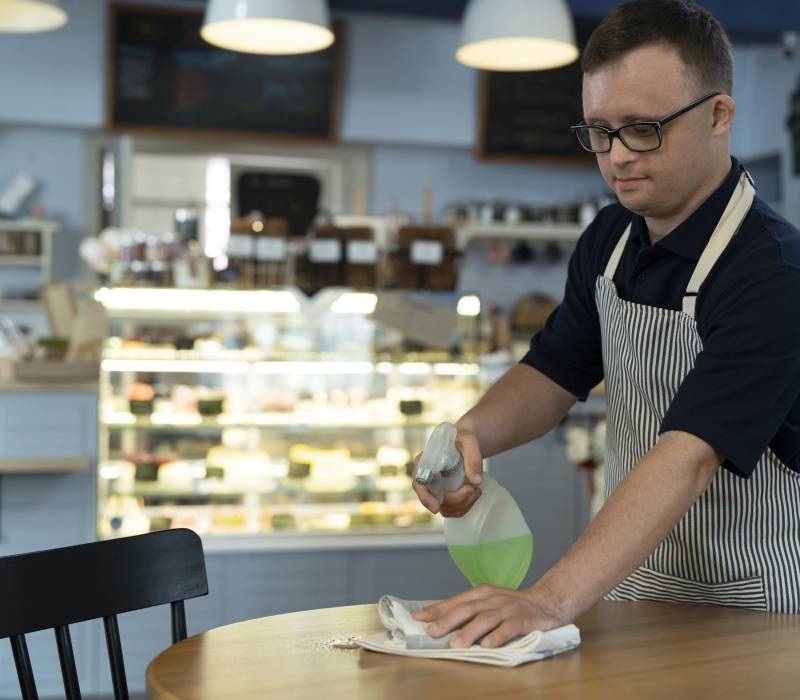 Man met beperking aan het werk